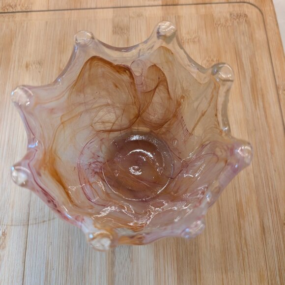 Murano Hand Blown Glass Crown Shape Vase - Picture 7 of 10